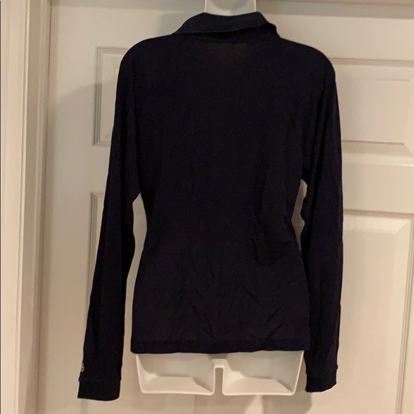 Babe Didrikson navy silk long sleeve top - Picture 4 of 6
